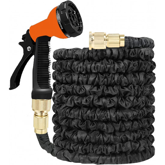 100Ft Black Expandable Flexible Garden Hose Pipe Expanding Fittings + Spray Gun