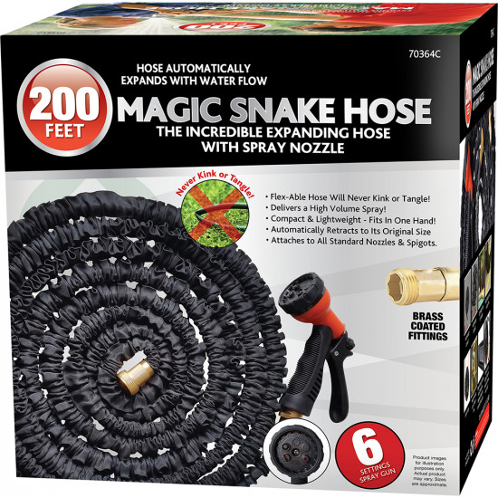 New 200Ft Expandable Flexible Hosepipe Garden Hose Pipe Magic Snake + Spray Gun