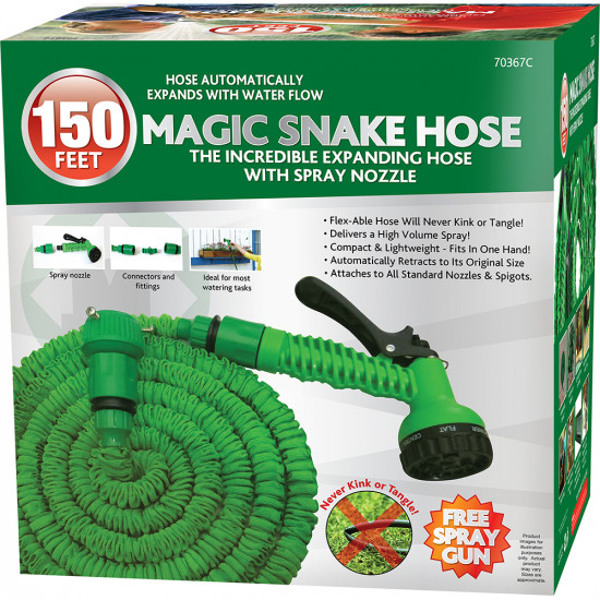 150Ft Expandable Flexible Hosepipe Garden Hose Pipe Magic Snake + Gun Watering