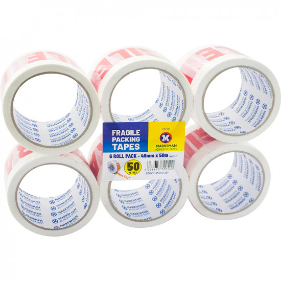 72 Rolls Of Fragile Strong Packing Parcel Tape 48Mm X 50M Sellotape Stationary