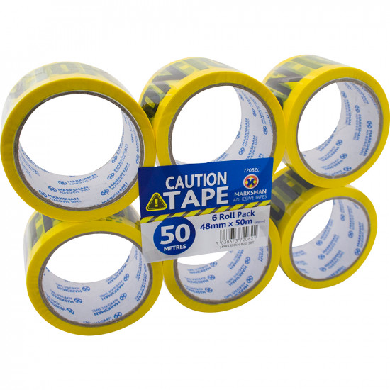 12Pc Caution Tape Yellow Pvc 50M Roll Self Adhesive Hazard Safety Warning Tape