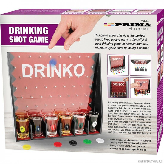 New Drinko Adult Drinking Fun Party Game 6 Shot Glasses Hen Stag Night Fun Party image