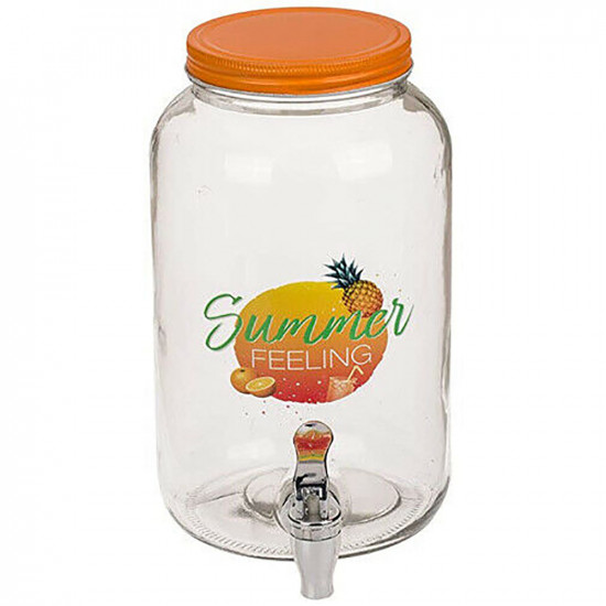 3L Vintage Glass Drink Dispenser Jar With Tap Summer Feeling Party Beverages 