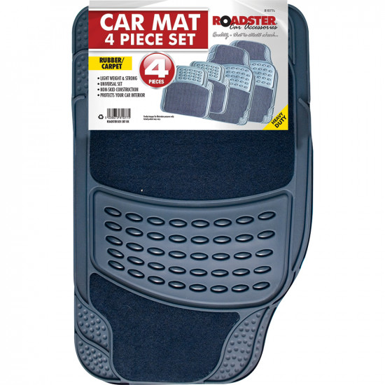 4Pc Blue Car Mat Set Heavy Duty Universal Mats Carpet