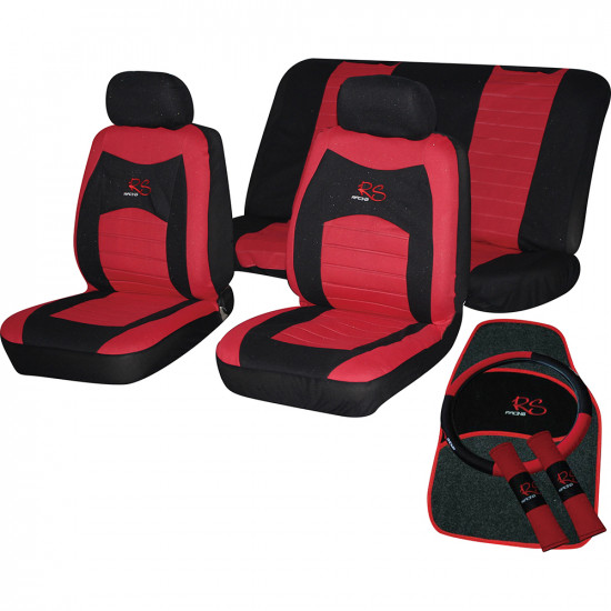 15Pc Universal Full Car Seat Cover Set Rs Style Washable Red Blue Pink Gift Set