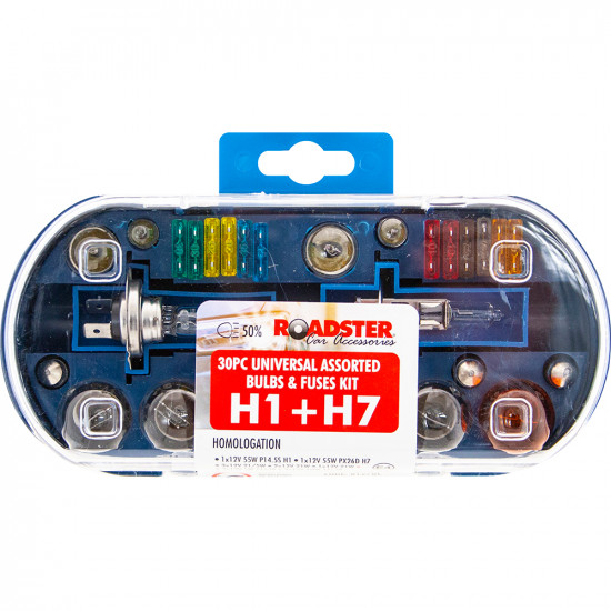 30Pc H1 H4 H7 Emergency Light Bulb Fuse Car Kit Spare 233 Ba9S 382 380 1156 1157