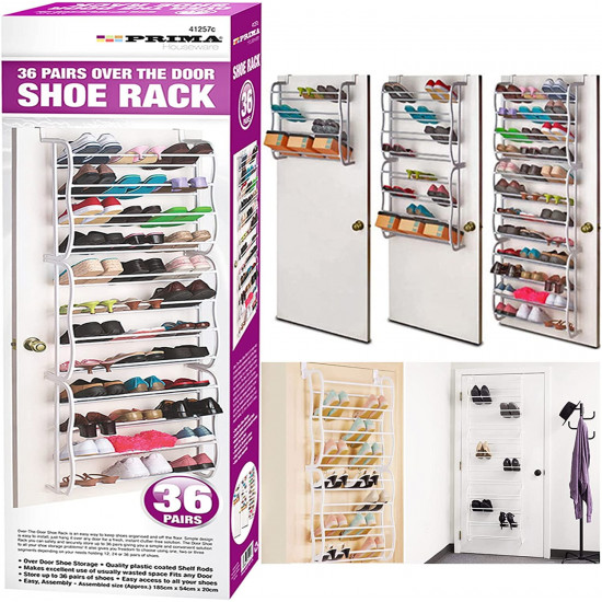 36 Pair Over The Door Hanging Shoe Hook Shelf Rack Holder Storage Organiser New Household, Storage image