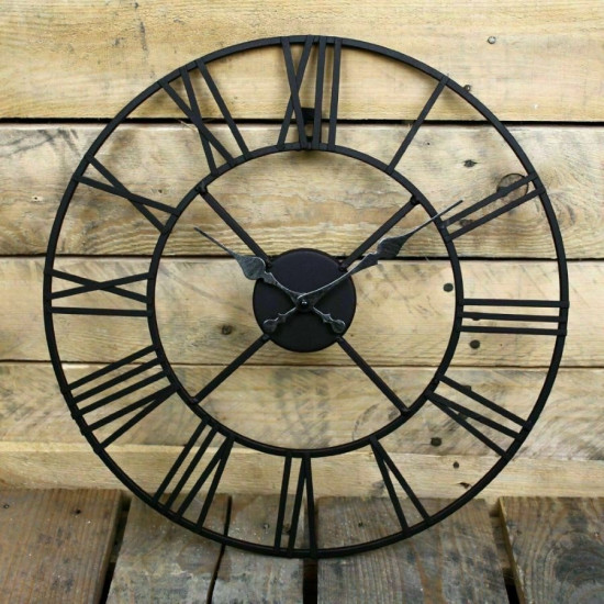 Details about   60cm Big Roman Numerals Wall Clock Giant Open Face Metal Large Outdoor Garden 