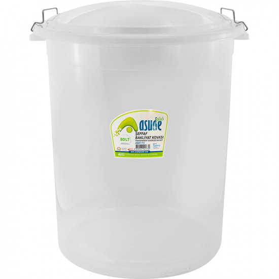 New Large 50L Multi Purpose Bucket With Handles Transparent Storage Organiser