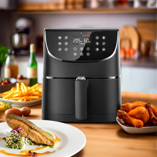 Air Fryers Oven 5.5L XXL Oil Free Air Fryer 1800W Rapid Air Technology 12 Presets LED Onetouch Screen Nonstick Basket Dishwasher Safe image