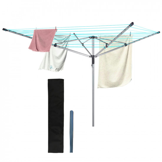 50 Metre Outdoor Rotary Airer - Clothes Airer 4 Arm Rotary Garden Washing Line Dryer 50M Folding image