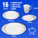 16Pc Dinner Set Bowl Plate Mug Soup Side Porcelain Cup Black Patterns Kitchenware, Tableware image