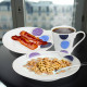 16Pc Dinner Set Bowl Plate Mug Soup Side Porcelain Cup Blue & Purple Patterns Kitchenware, Tableware image