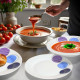 16Pc Dinner Set Bowl Plate Mug Soup Side Porcelain Cup Blue & Purple Patterns Kitchenware, Tableware image