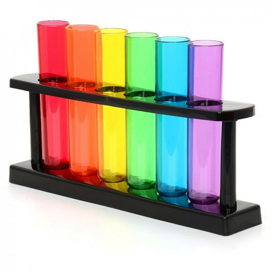 6 Test Tube Shooters Shot Bar Glasses Party Fun Drinking Games Rack Novelty Gift