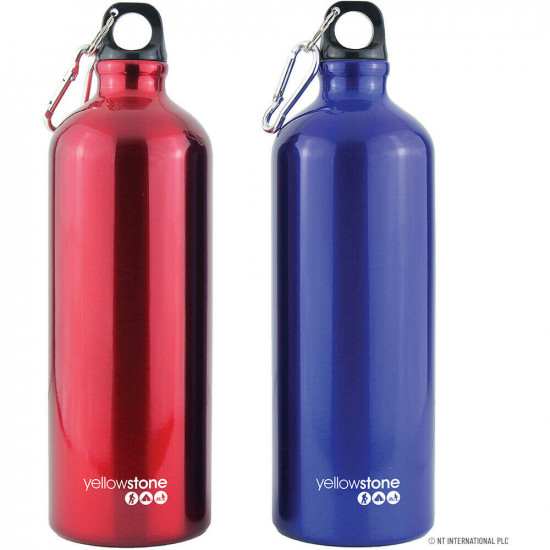 1L Aluminium Water Bottle Double Wall Vacuum Insulated Sports Gym Carabina Flask
