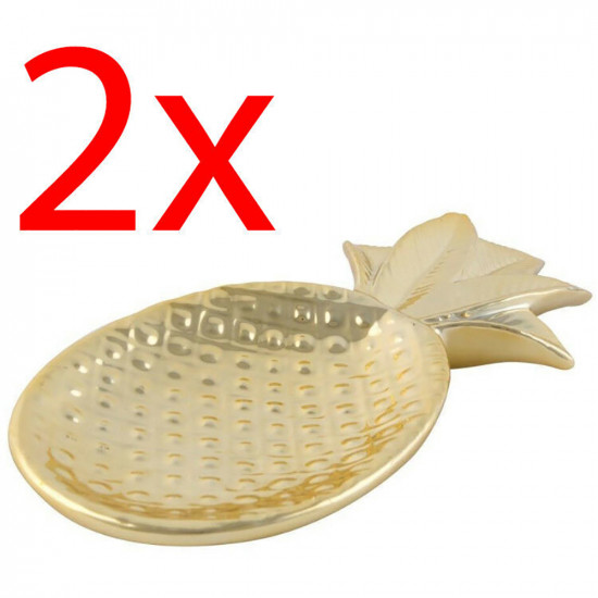 2 X Pineapple Gold Trinket Holder Home Object Mantle Gift Dish Jewellery Ring 