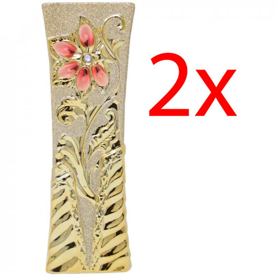 2 X Flower Pot Vase 28.5Cm Ornament Indoor Home Decor Gold Plant Gift Mantle