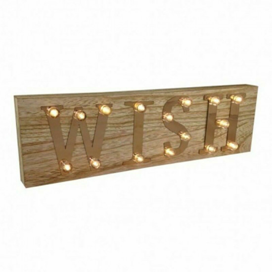 Wooden 16 Led Mirror Wish Plaque 40Cm Standing Sign Battery Home Xmas Gift New