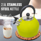 2.5L Lime Green Stainless Steel Lightweight Whistling Kettle Camping Fast Boil Fishing New Kitchenware, Kettles & Flasks image