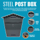 Grey Steel Post Box Postbox Lockable Letterbox Mail Wall Mounted Letters Home Household, Home Furniture image