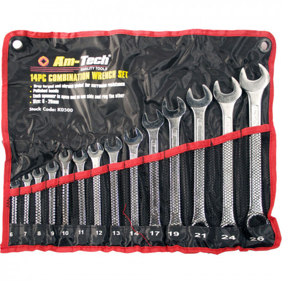 14Pc Combination Spanner Wrench Set 6Mm To 26Mm High Quality Metric Combo Set