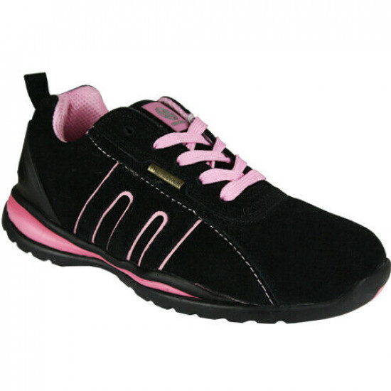 Womens Ladies Safety Boots Trainers Work Steel Toe Cap Hiking Shoes Ankle Uk 3-9 Pink Black