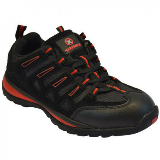 Mens Womens Safety Trainers Shoes Boots Work Steel Toe Cap Ankle Size Ladies Black Red