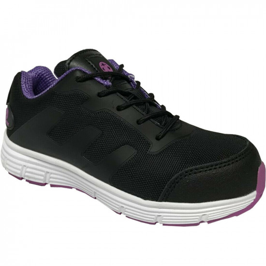 Womens Ladies Safety Boots Trainers Work Steel Toe Cap Hiking Shoes Ankle Uk 3-9 Black Purple Nt78