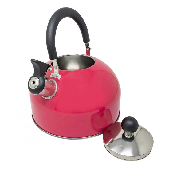 New 2.5L Stainless Steel Whistling Kettle Camping Fishing Pink image