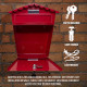 Red Steel Post Box Postbox Lockable Letterbox Mail Wall Mounted Letters Home Household, Home Furniture image