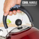 Stainless Steel Camping Kettle 2.5L Whistling Kettle For Gas Hob Stove Top Kettle Red image
