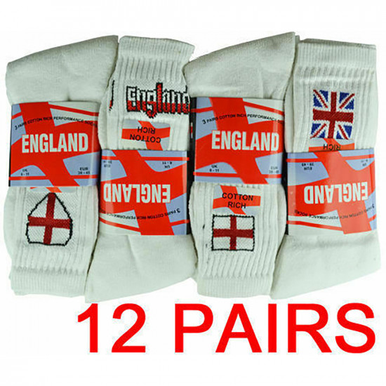 12 Pairs White England Winter Socks Thermal Warm Thick Wool Quality 6-11 Unisex