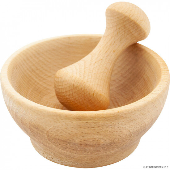 New Wooden Crusher Masher Kitchen Tool Cooking Garlic Pounder Spice Bowl