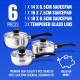6pc Cookware Set Saucepan Frying Pan Pot Stainless Steel Non Stick Glass Ceramic Milk Kitchenware, Cookware image