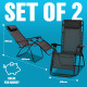 Set Of 2 Reclining Sun Loungers - Outdoor Garden Patio Gravity Chair Recliner Bed Lounger Garden & Outdoor, Garden Furniture image