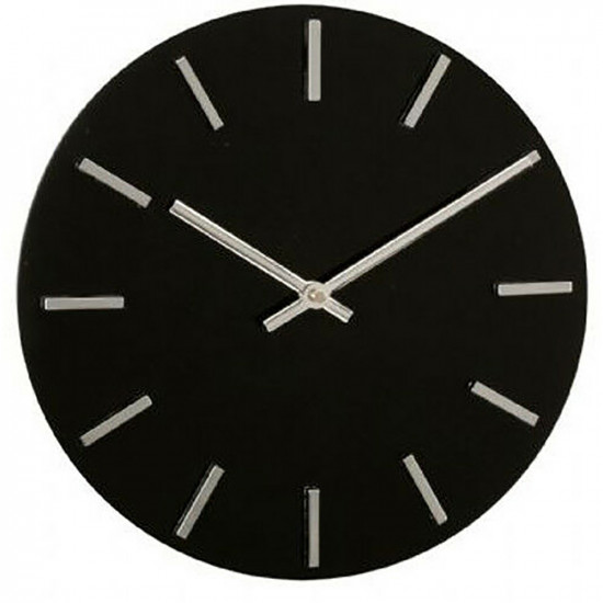 Black Wall Clock Hanging 29Cm Bedroom Home Office Decoration Gift Line Round New
