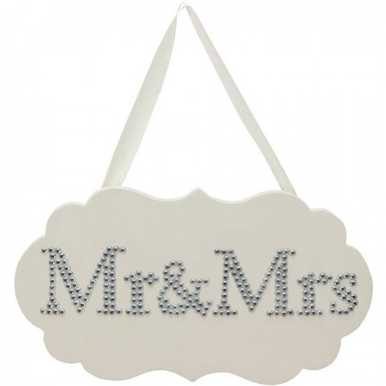 Wooden Mdf Mr And Mrs Wedding Plaque Diamonte Gift Home Wall Hanging Sign New