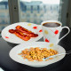 16Pc Dinner Set Bowl Plate Mug Soup Side Porcelain Cup Gift Kitchen Service New Cream & Red image