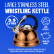 3.5l Metallic Gold Stainless Steel Lightweight Whistling Kettle Cordless Boil image