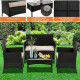 4Pc Garden Rattan Black Furniture Set Patio Glass Table Chair Sofa Relax Outdoor Garden & Outdoor, Garden Furniture image